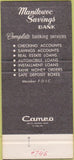Matchbook Cover - Manitowoc Savings Bank WI 30 Strike