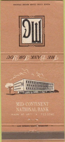 Matchbook Cover - Mid Continent National Bank Kansas City? 30 Strike