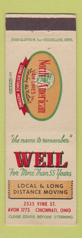 Matchbook Cover - Weil Trucking Moving Cincinnati OH North American Van Lines