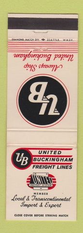 Matchbook Cover - United Buckingham Freight Lines Trucking