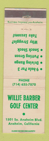Matchbook Cover - Willie Barber Golf Center Anaheim CA