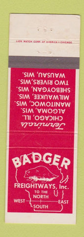 Matchbook Cover - Badger Freight Trucking Chicago IL Milwaukee Wausau Algoma WI