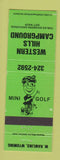 Matchbook Cover - Western Hills Camping Mini Golf West Rawlins WY