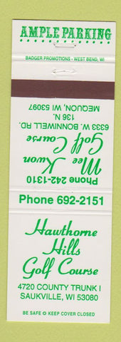 Matchbook Cover - Hawthorne Hills Golf Course Saukville WI