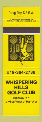 Matchbook Cover - Whispering Hills Golf Club Hanover ON