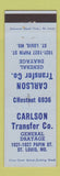 Matchbook Cover - Carlson Transfer Trucking Drayage St Louis MO