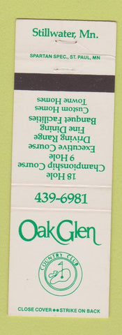 Matchbook Cover - Oak Glen Country Club Golf Stillwater MN
