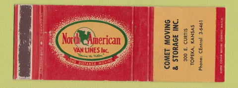 Matchbook Cover - North American Van Lines Comet Moving trucking Topeka KS WEAR
