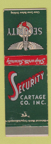 Matchbook Cover - Security Cartage Trucking Fort Wayne IN WEAR
