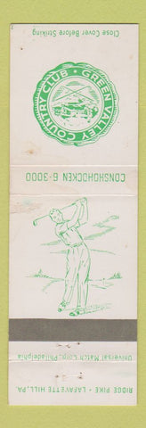 Matchbook Cover - Green Valley Country Club Lafayette Hill PA WEAR