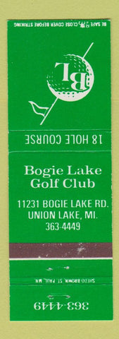 Matchbook Cover - Bogie Lake Golf Club Union Lake MI