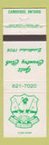 Matchbook Cover - Galt Country Club Cambridge ON