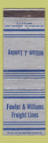 Matchbook Cover Fowler Williams Freight Lines Trucking William Lumley Newark NJ