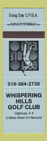 Matchbook Cover - Whispering Hills Golf Club Hanover ON BLUE