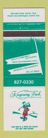 Matchbook Cover - Kingway Park Golf Country Club Aylmer QC