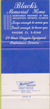 Matchbook Cover - Black's Memorial Home Arlington Heights IL 30 Strike
