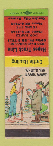 Matchbook Cover - Hapes Truck Line Trucking Garden City KS hillbilly