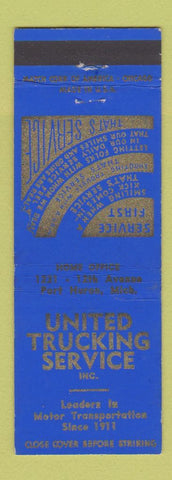 Matchbook Cover - United Trucking Service Port Huron MI BLUE