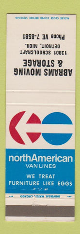 Matchbook Cover - Abrams Moving Storage Detroit MI North American Van Lines