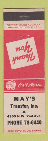 Matchbook Cover - May's Transfer Trucking