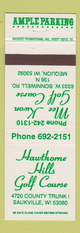 Matchbook Cover - Hawthorne Hills Golf Course Saukville WI