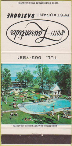 Matchbook Cover - Hotel Laurentides Bastogne Beauport QC 30 Strike
