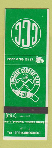 Matchbook Cover - Concord Country Club Concordville PA