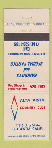 Matchbook Cover - Alta Vista Country Club Placentia CA