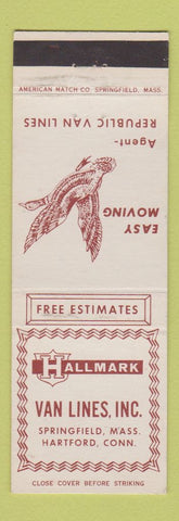 Matchbook Cover - Hallmark Van Lines Trucking Hartford CT