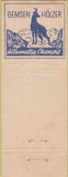 Matchbook Cover - Buffet Rapperswil Zurich Gemsen Holzer