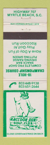Matchbook Cover - Raccoon Run Golf Club Myrtle Beach SC