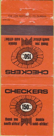 Matchbook Cover - Checkers South Africa Durban  WORN