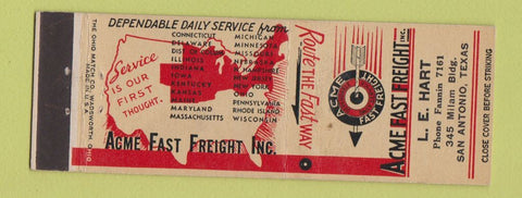 Matchbook Cover - Acme Fast Freight Trucking San Antonio TX