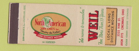 Matchbook Cover - Weil Trucking Cincinnati OH American Van Lines