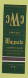 Matchbook Cover - Wayzata Country Club MN