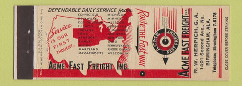 Matchbook Cover - Acme Fast Freight Trucking Birmingham AL RW Herpich