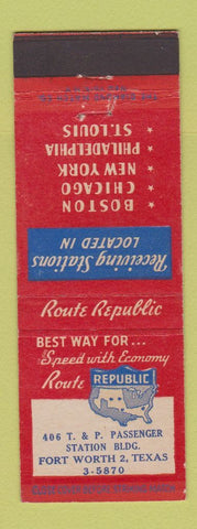 Matchbook Cover - Republic Carloading Trucking Fort Worth TX