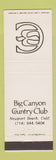 Matchbook Cover - Big Canyon Country Club Newport Beach CA