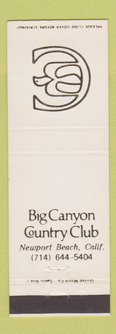 Matchbook Cover - Big Canyon Country Club Newport Beach CA
