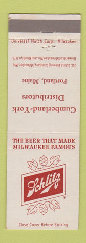 Matchbook Cover - Schlitz Beer Cumberland York Portland ME