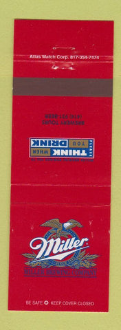 Matchbook Cover - Miller Brewing Company beer Think When You Drink