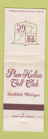 Matchbook Cover - Plum Hollow Golf Club Southfield MI WEAR