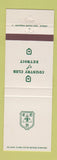 Matchbook Cover - Country Club of Detroit MI WHITE