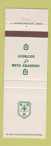 Matchbook Cover - Country Club of Detroit MI WHITE