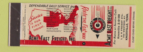 Matchbook Cover - Acme Fast Freight Trucking Knoxville TN