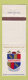 Matchbook Cover - Birmingham Country Club MI