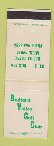Matchbook Cover - Bedford Valley Golf Club Battle Creek MI