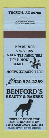 Matchbook Cover - Benford's Beauty Barber Shop Tucson AZ
