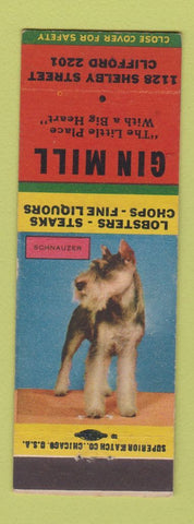 Matchbook Cover - Gin Mill Indianapolis? Schnauzer Dog