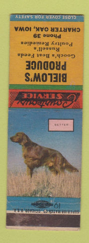 Matchbook Cover - Bielow's Produce Feed Charter Oak IA Setter Dog WEAR